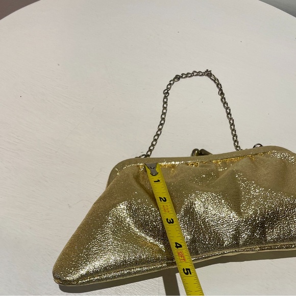 Vintage 50s Gold Lame Top Handle Chain Strap Kiss Lock Handbag - Picture 8 of 13